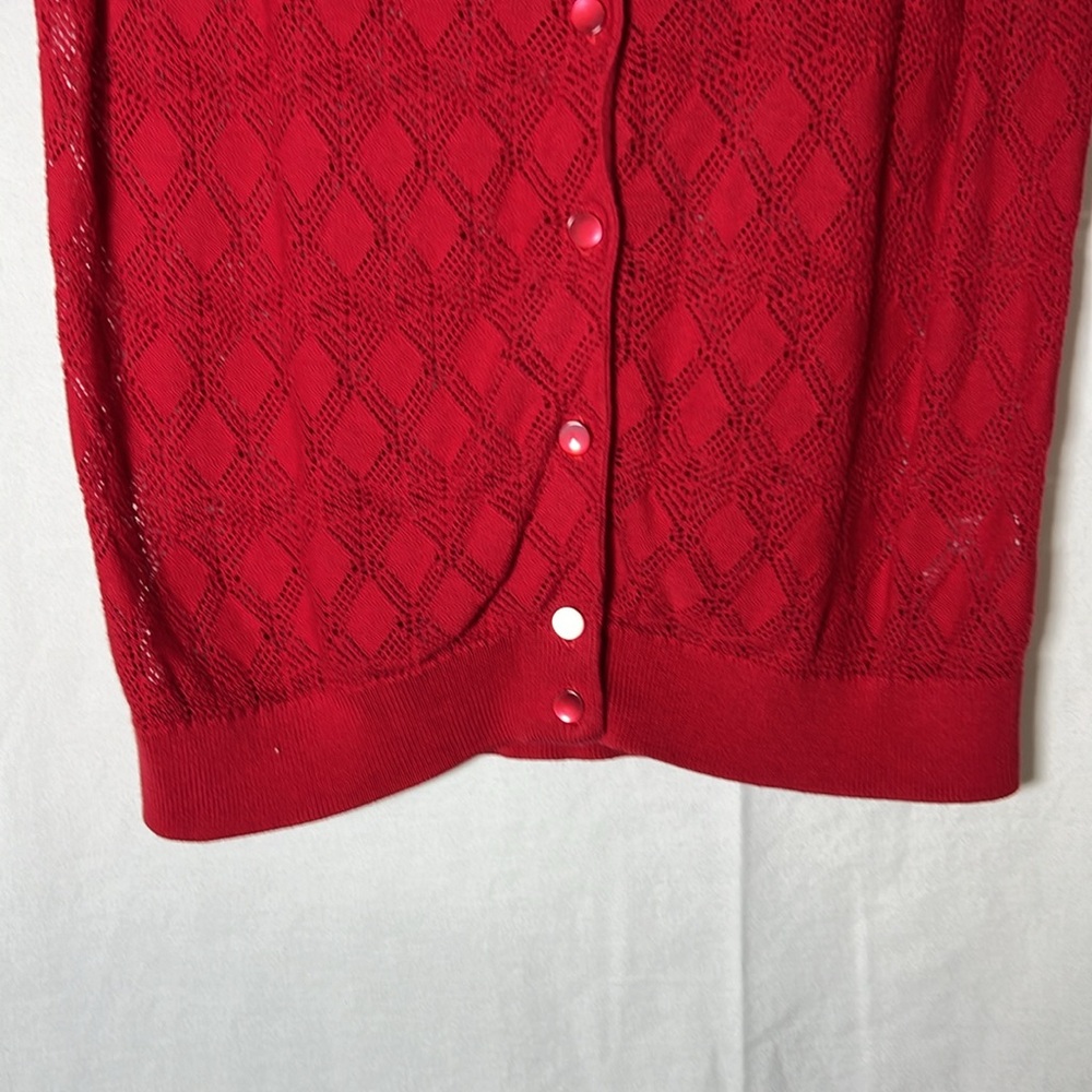 Talbots Size Sp Red Button Down Short Sleeve Card… - image 4